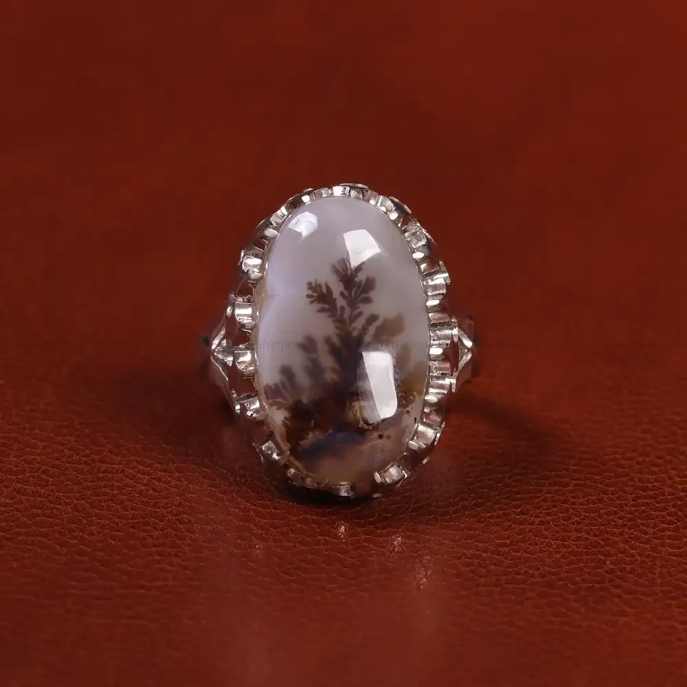 انگشتر عقیق شجر مردانه کد 23548