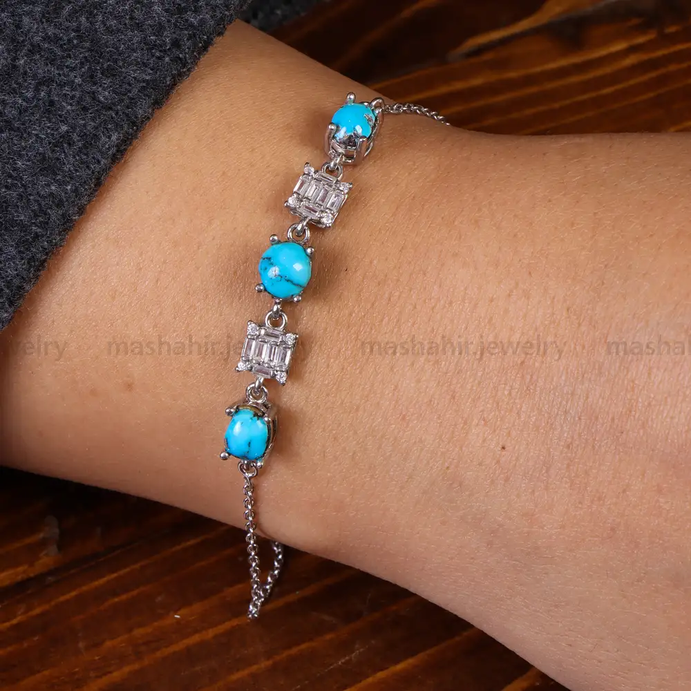 دستبند فیروزه زنانه کد 23563
