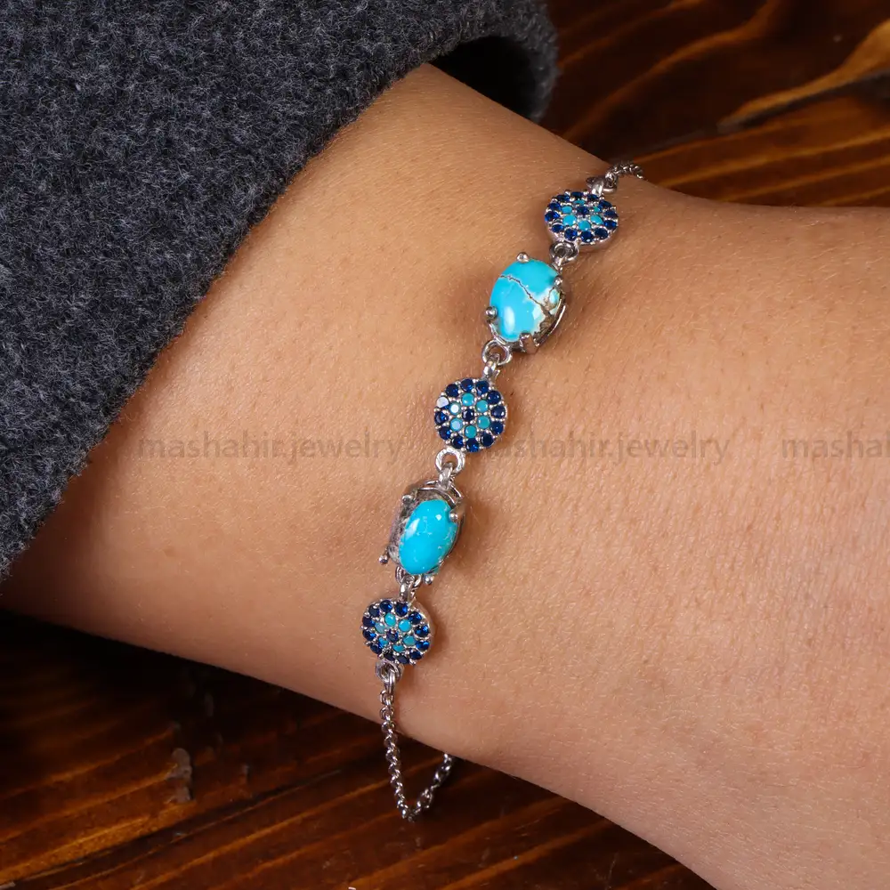 دستبند فیروزه زنانه کد 23564