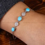 دستبند فیروزه زنانه کد 23570