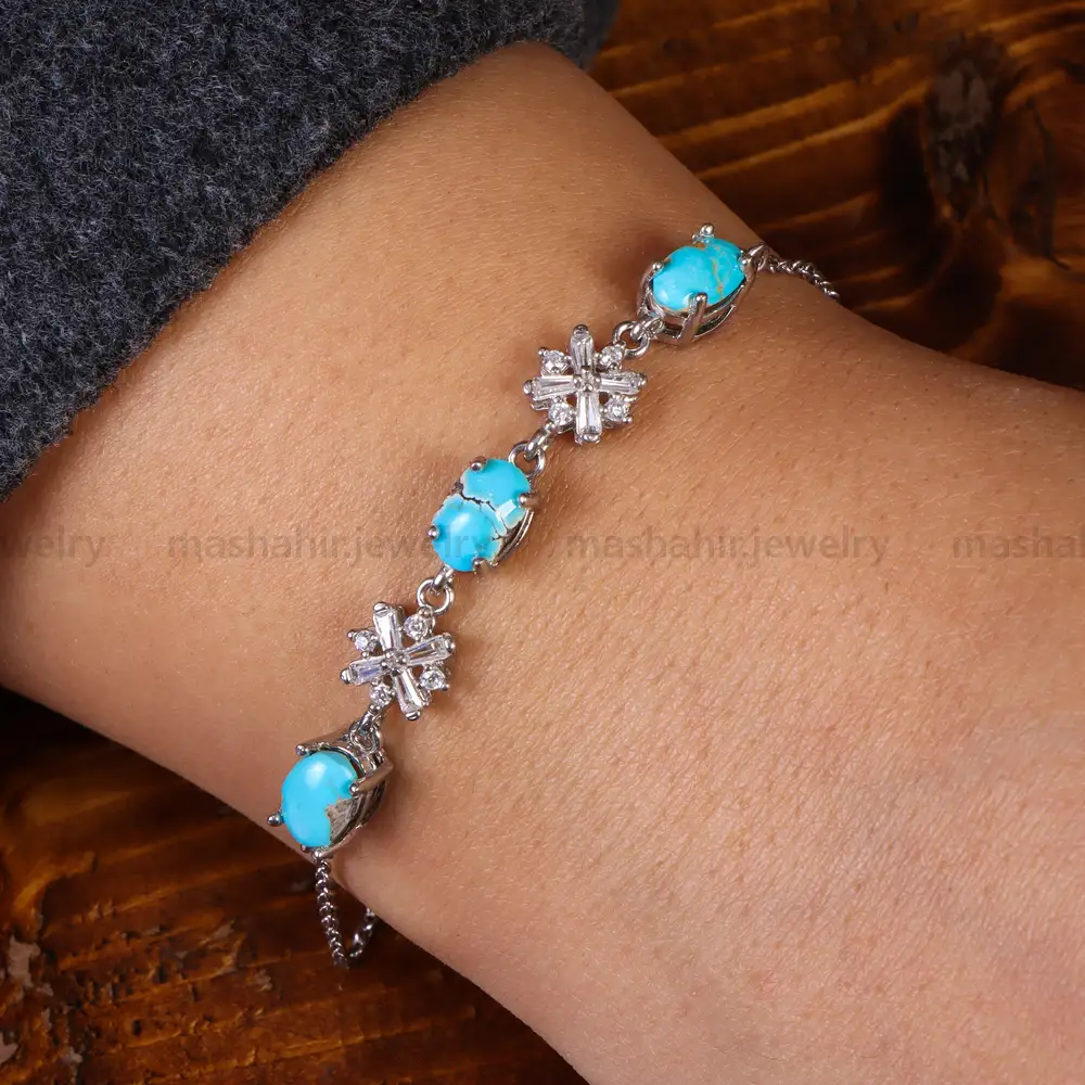 دستبند فیروزه زنانه کد 23585