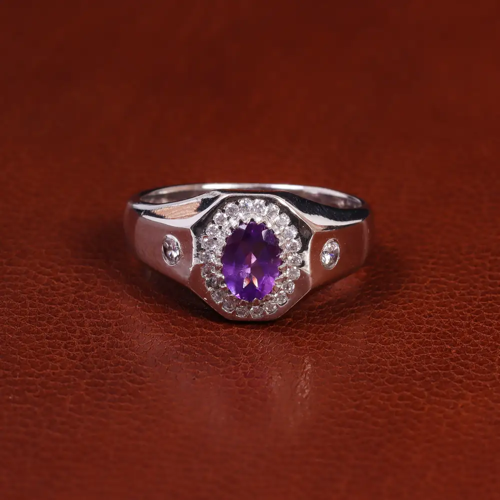 انگشتر آمیتیست مردانه کد 23629