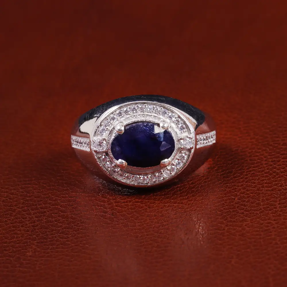 انگشتر یاقوت کبود مردانه کد 23688