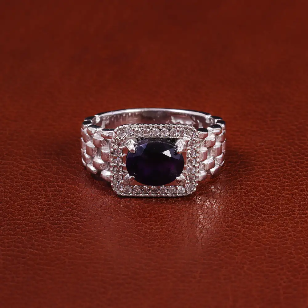 انگشتر یاقوت کبود مردانه کد 23689