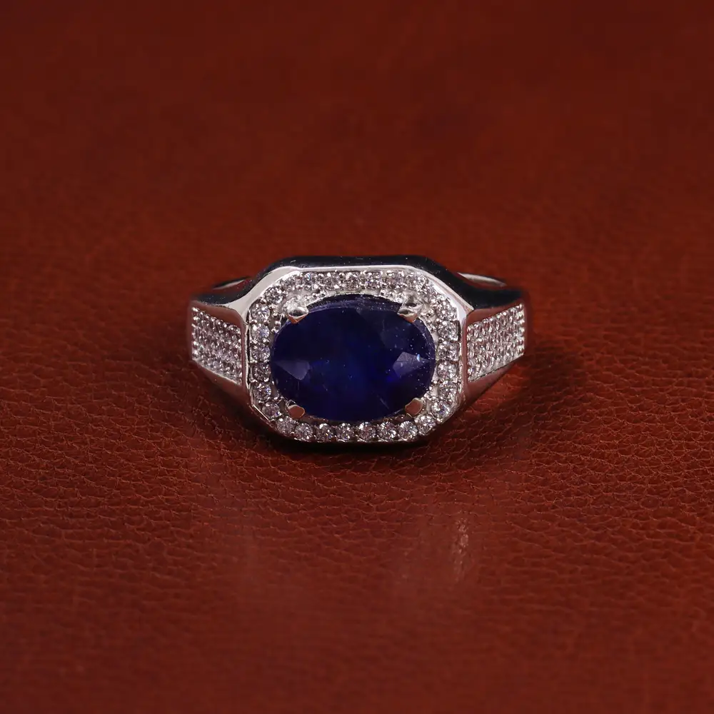 انگشتر یاقوت کبود مردانه کد 23692