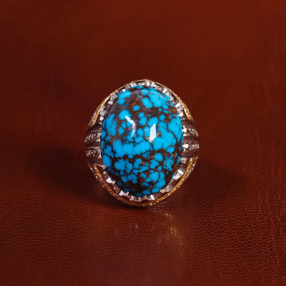 انگشتر فیروزه شجری مردانه کد 23989