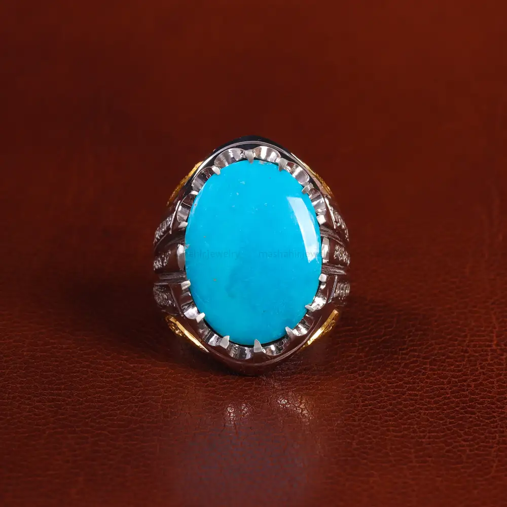 انگشتر فیروزه عجمی مردانه کد 23992