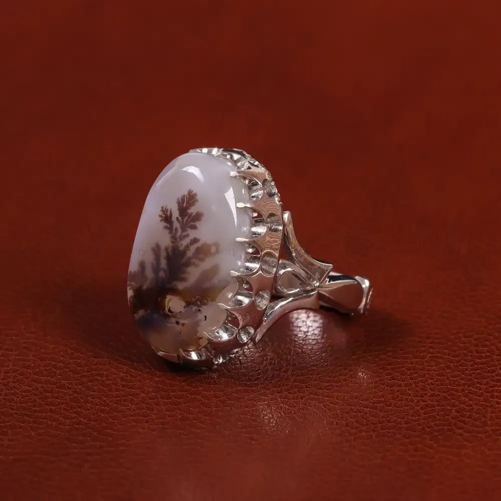 انگشتر عقیق شجر مردانه کد 23548