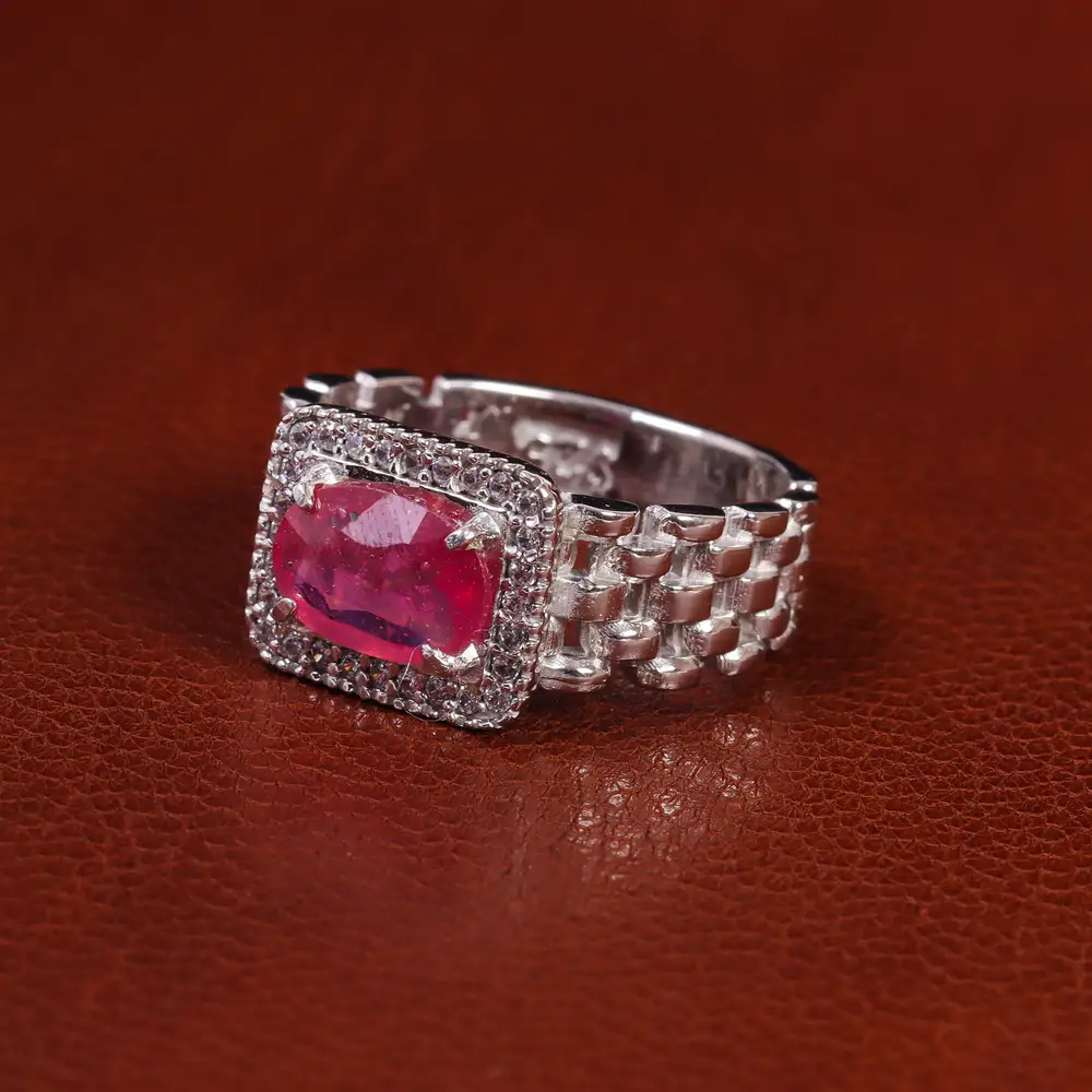 انگشتر یاقوت سرخ مردانه کد 23611