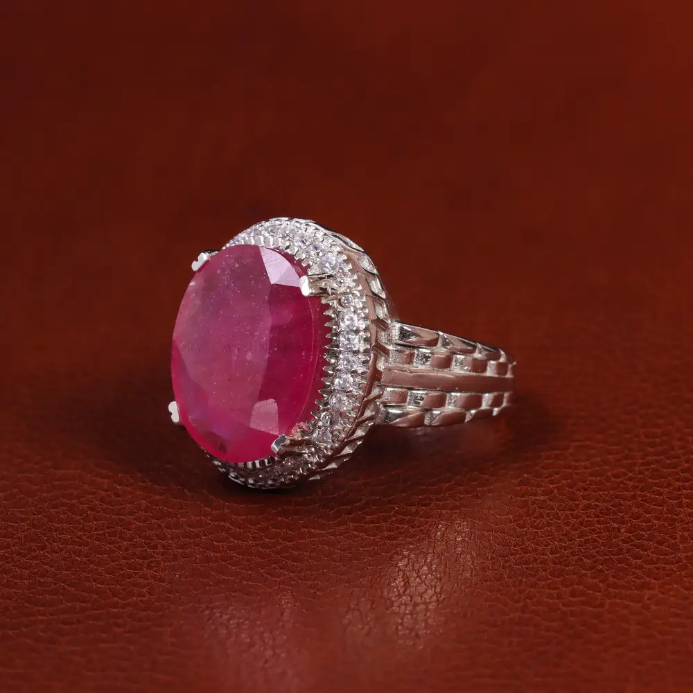 انگشتر یاقوت سرخ مردانه کد 23621