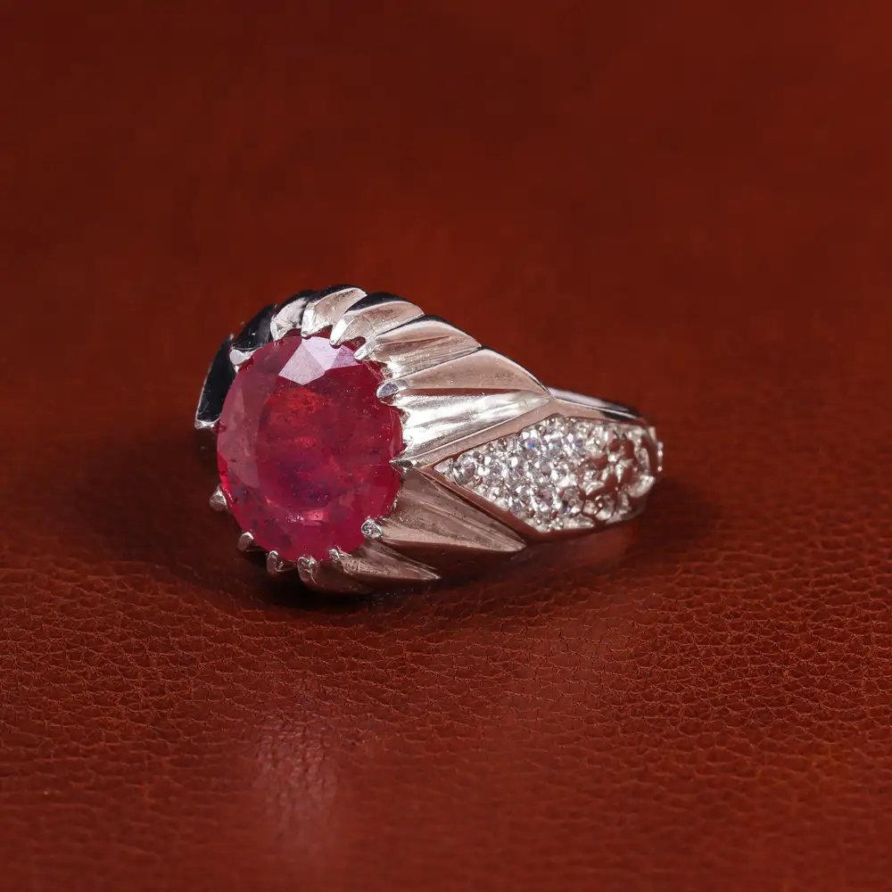 انگشتر یاقوت سرخ مردانه کد 23627