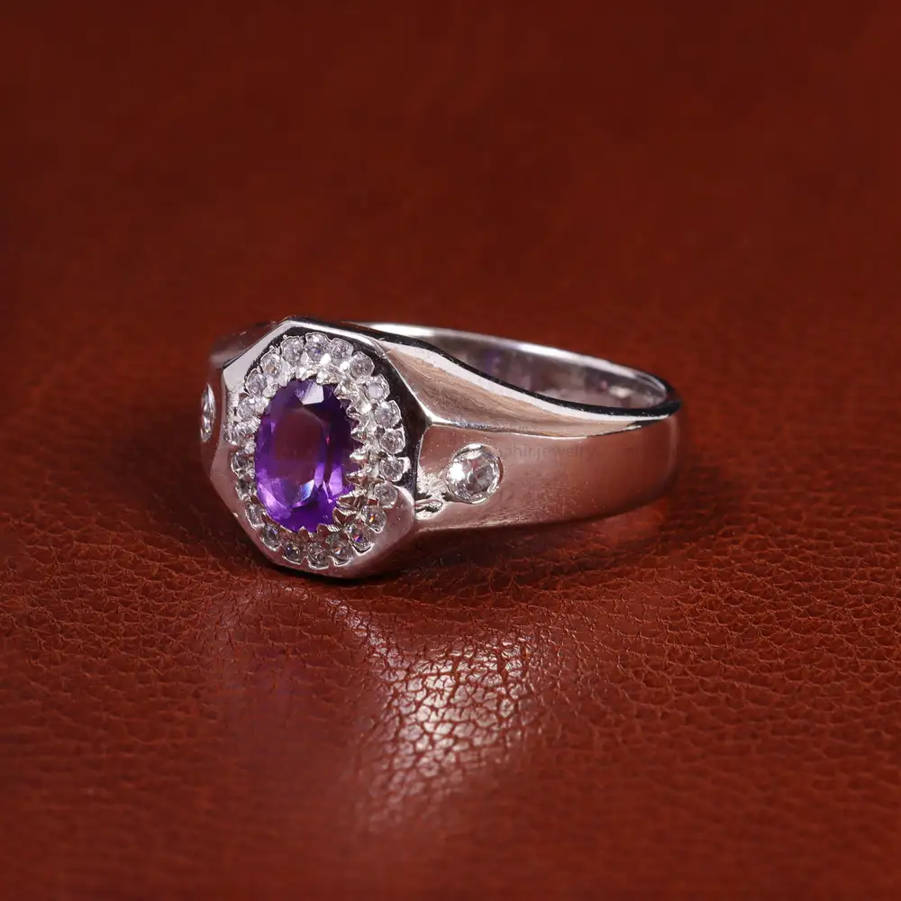 انگشتر آمیتیست مردانه کد 23629