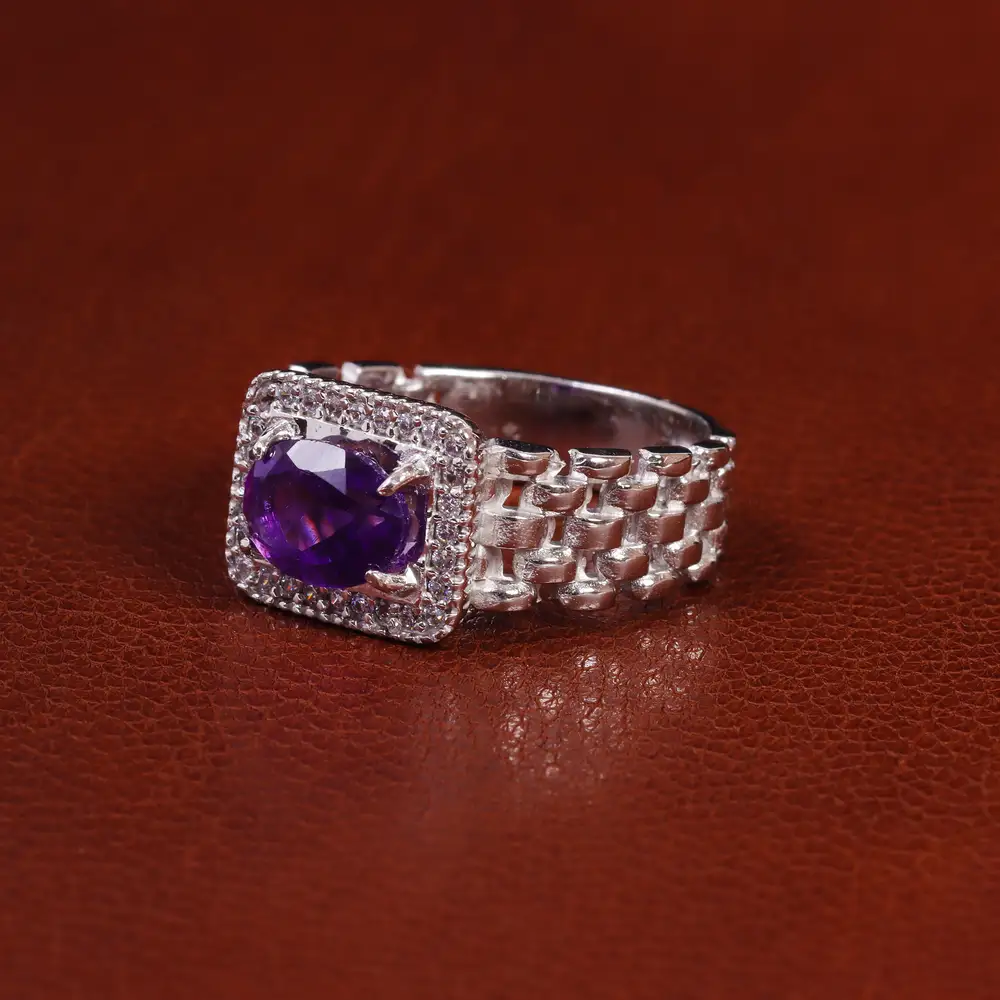 انگشتر آمیتیست مردانه کد 23631