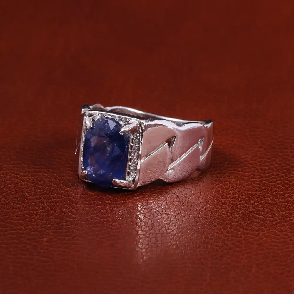 انگشتر یاقوت کبود مردانه کد 23687