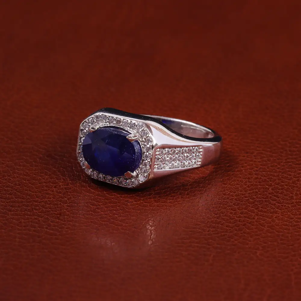 انگشتر یاقوت کبود مردانه کد 23692