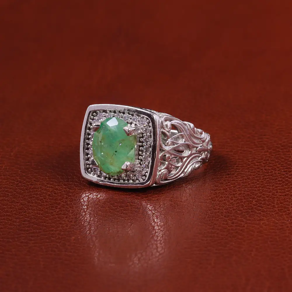 انگشتر زمرد مردانه کد 23705