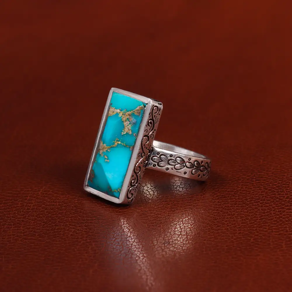 انگشتر فیروزه شجری مردانه کد 23930