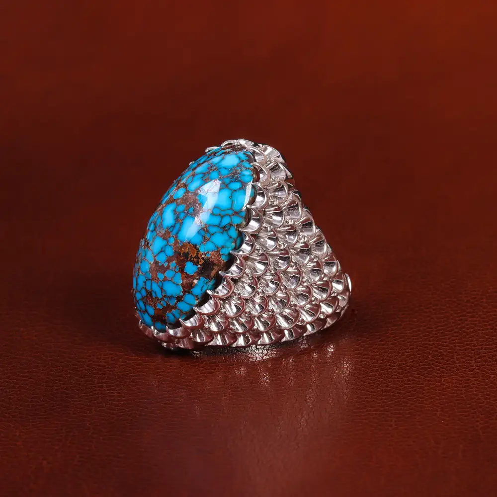 انگشتر فیروزه شجری مردانه کد 23943