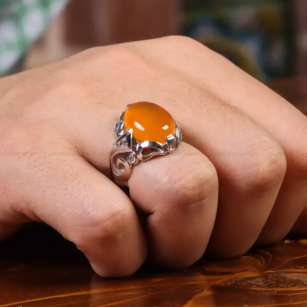 انگشتر عقیق یمن مردانه کد 23546