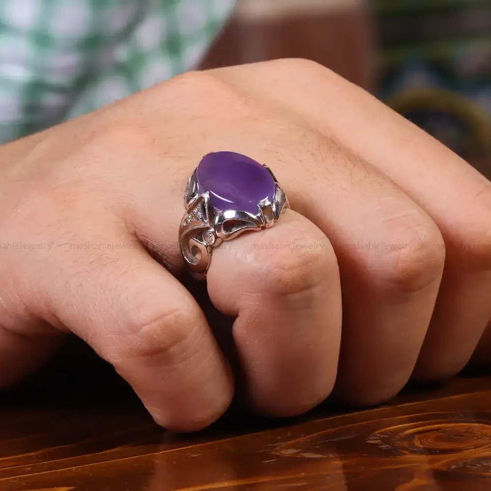 انگشتر عقیق سوسنی مردانه کد 23552