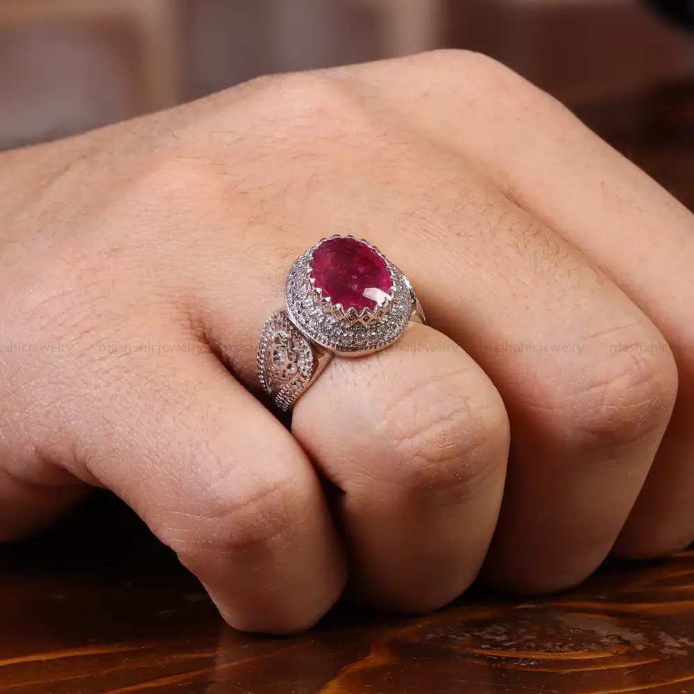 انگشتر یاقوت سرخ مردانه کد 23608