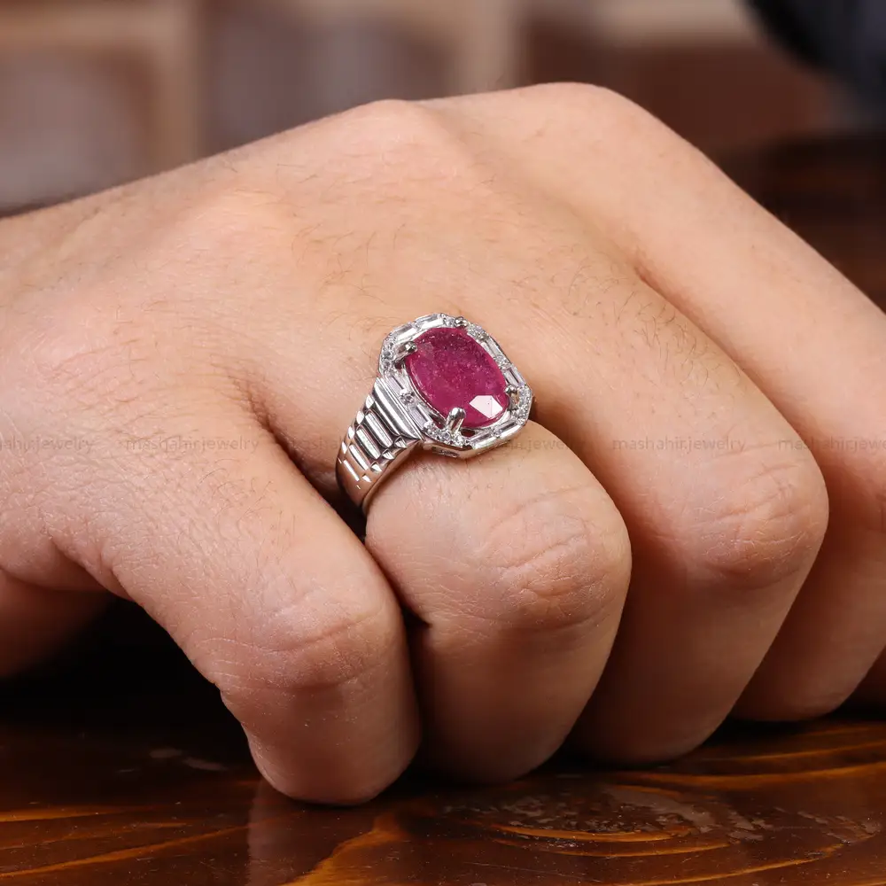 انگشتر یاقوت سرخ مردانه کد 23609