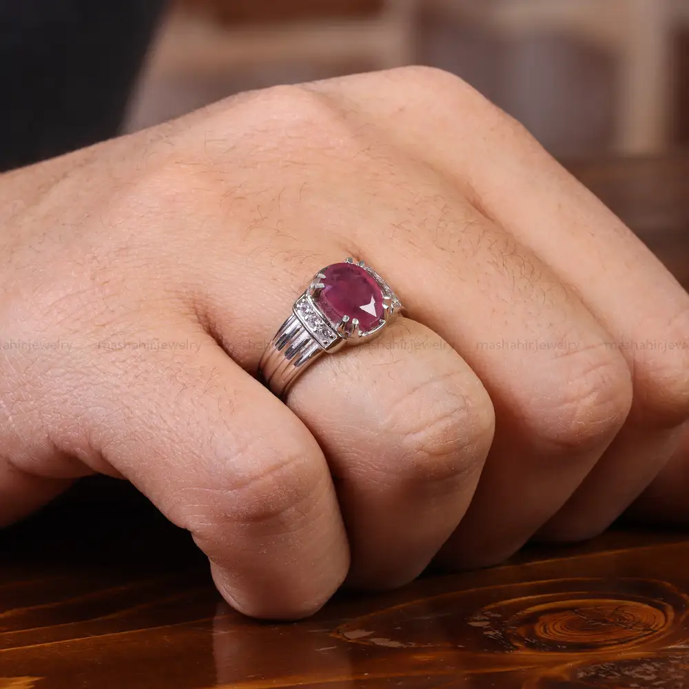 انگشتر یاقوت سرخ مردانه کد 23610