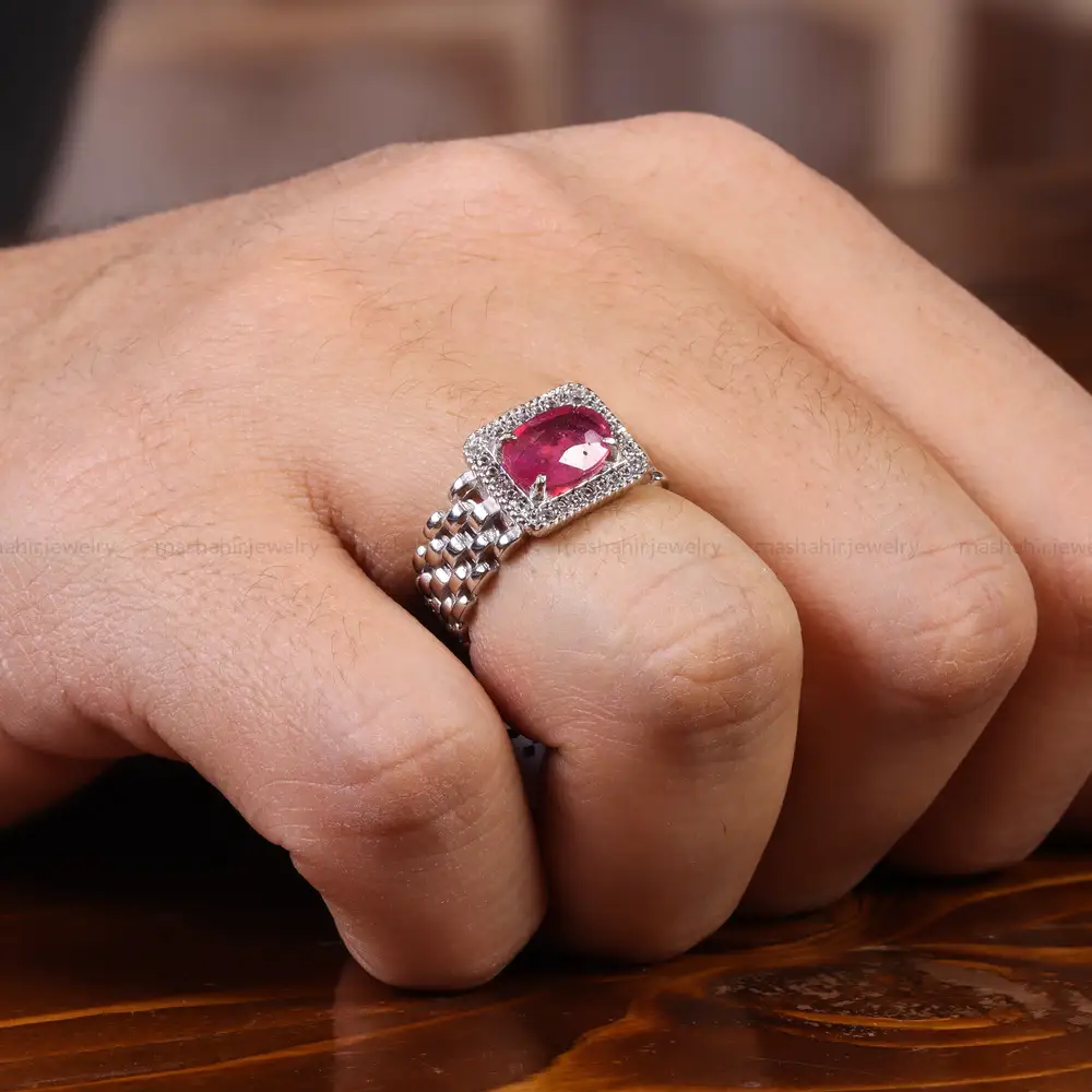 انگشتر یاقوت سرخ مردانه کد 23611