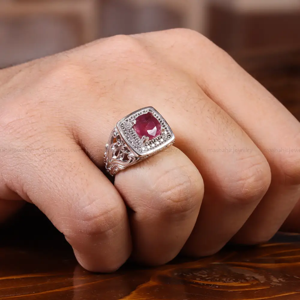 انگشتر یاقوت سرخ مردانه کد 23613