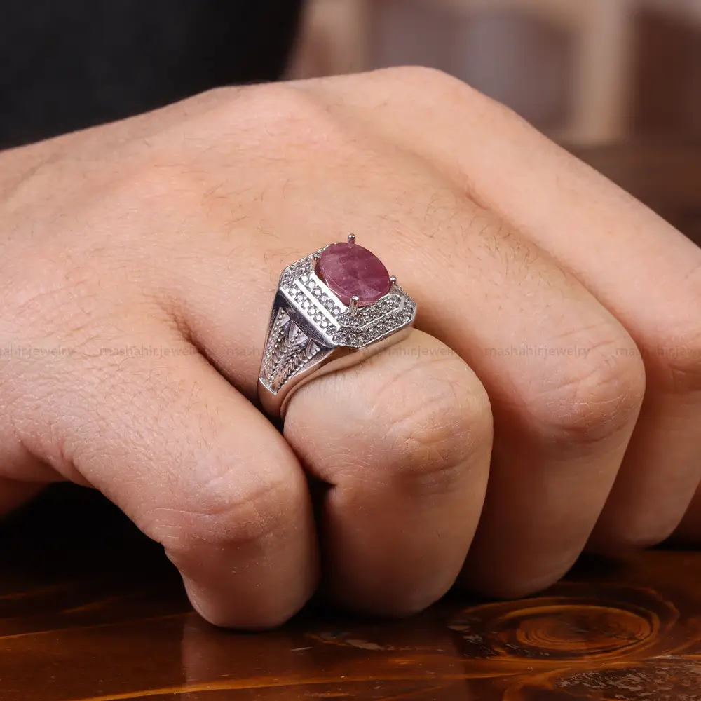 انگشتر یاقوت سرخ مردانه کد 23615