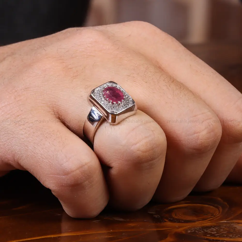 انگشتر یاقوت سرخ مردانه کد 23616