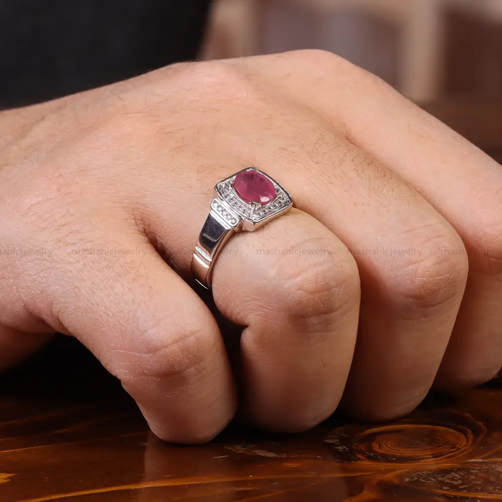 انگشتر یاقوت سرخ مردانه کد 23617