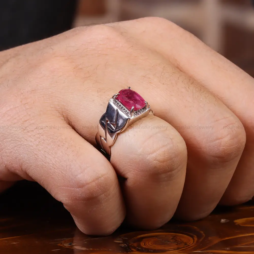 انگشتر یاقوت سرخ مردانه کد 23619