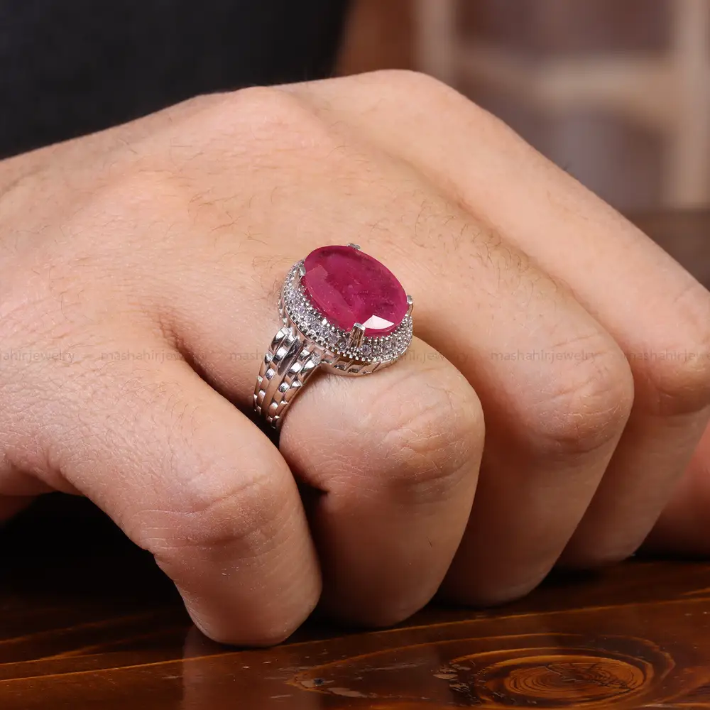 انگشتر یاقوت سرخ مردانه کد 23621