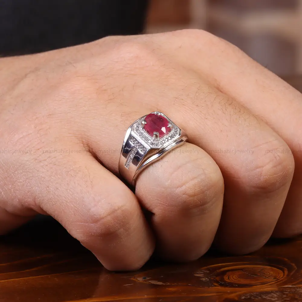 انگشتر یاقوت سرخ مردانه کد 23622