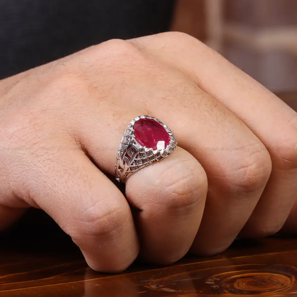 انگشتر یاقوت سرخ مردانه کد 23623
