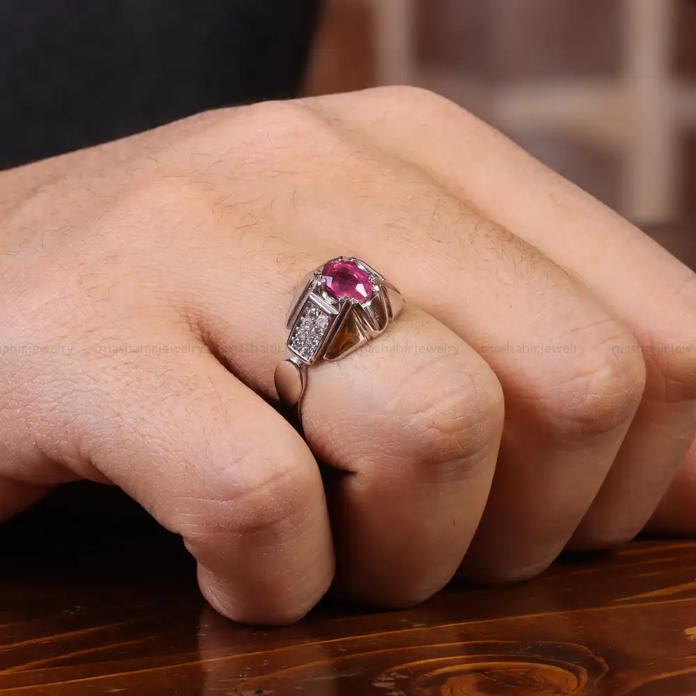 انگشتر یاقوت سرخ مردانه کد 23624