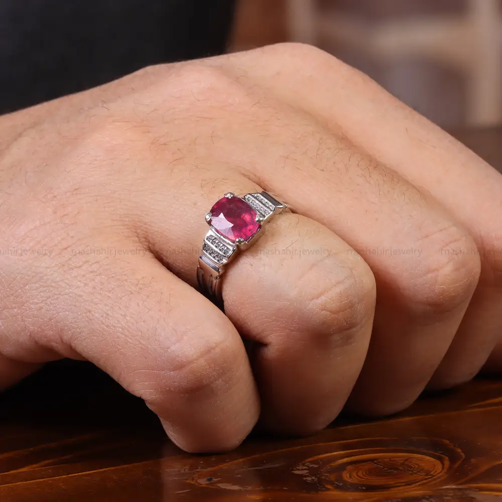 انگشتر یاقوت سرخ مردانه کد 23625