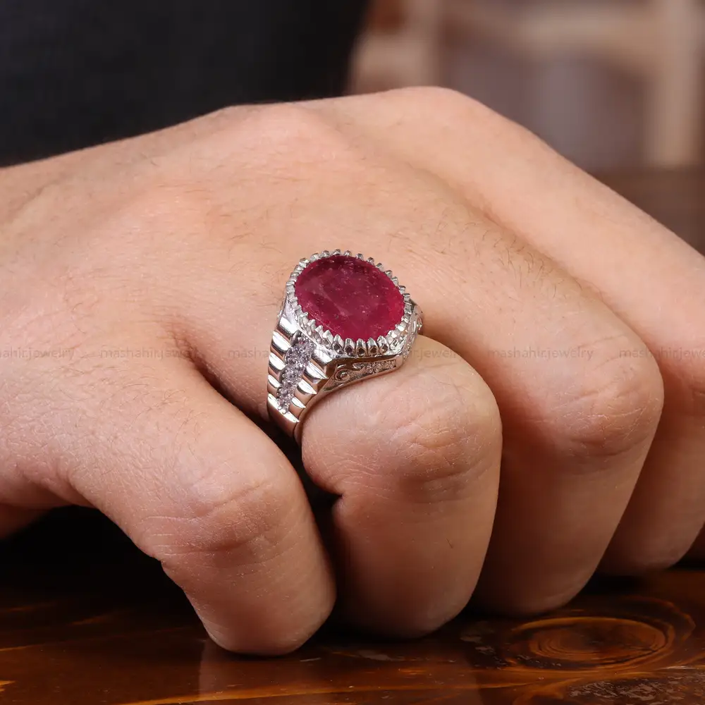 انگشتر یاقوت سرخ مردانه کد 23626