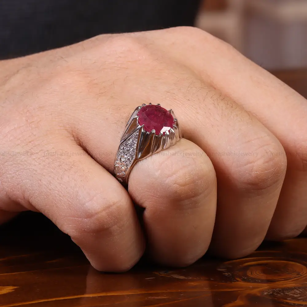 انگشتر یاقوت سرخ مردانه کد 23627