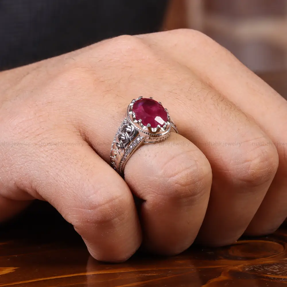 انگشتر یاقوت سرخ مردانه کد 23644