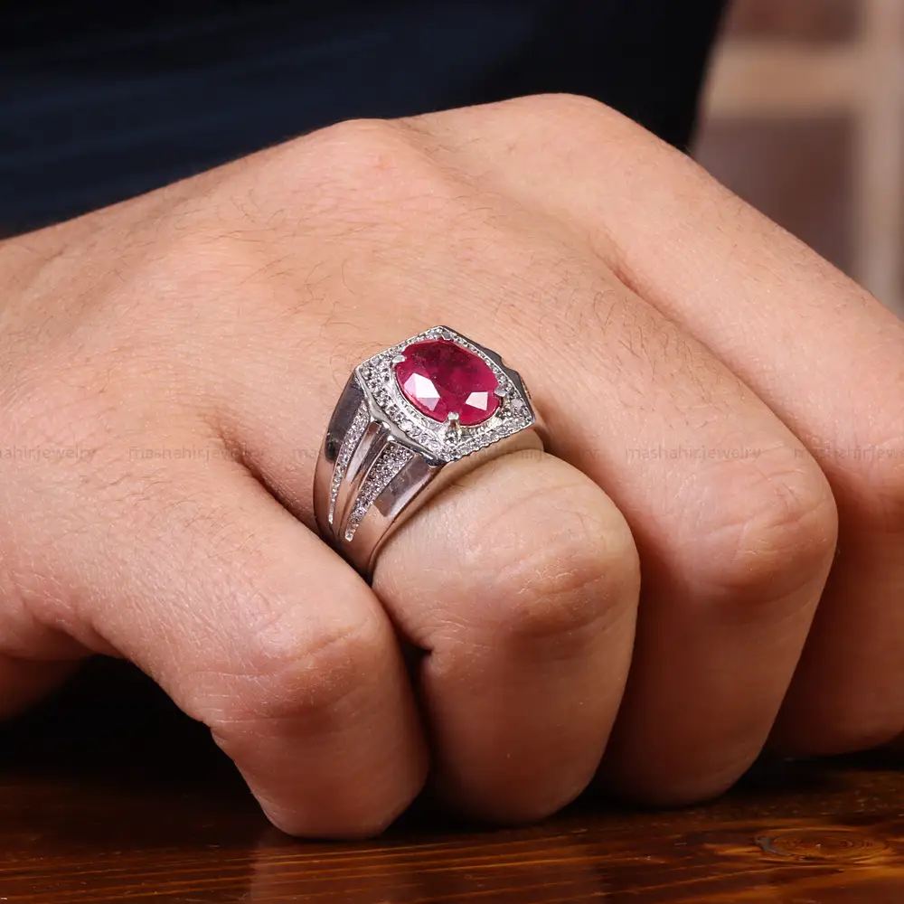 انگشتر یاقوت سرخ مردانه کد 23681