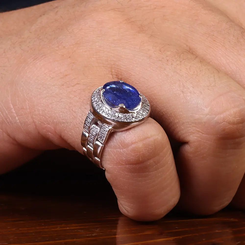 انگشتر یاقوت کبود مردانه کد 23685