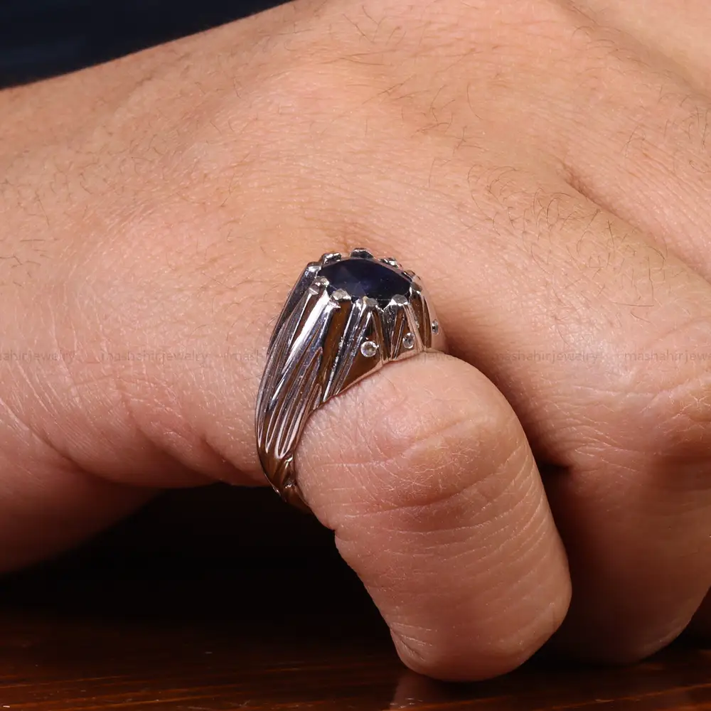 انگشتر یاقوت کبود مردانه کد 23686