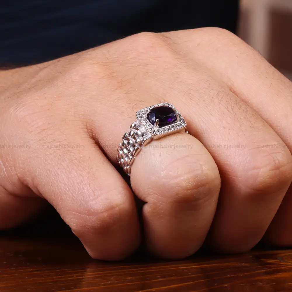 انگشتر یاقوت کبود مردانه کد 23689