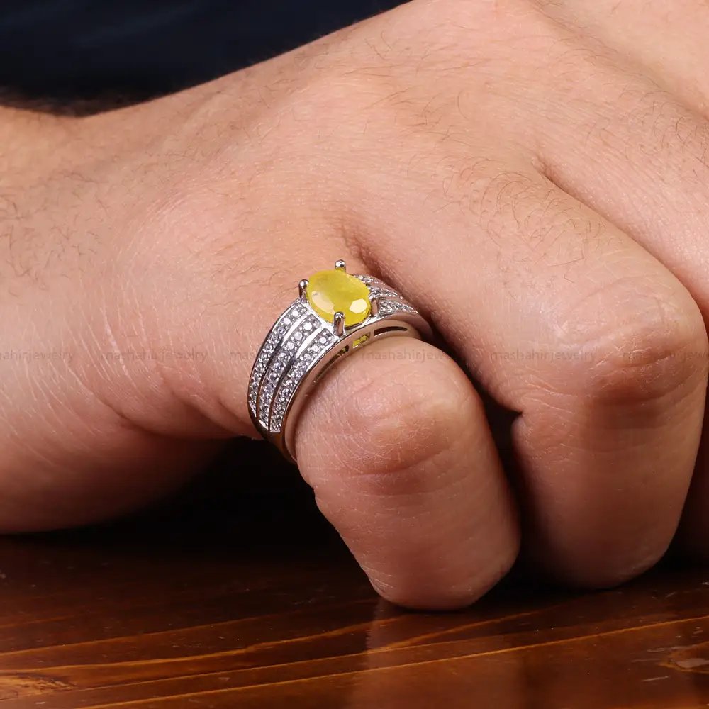 انگشتر یاقوت زرد مردانه کد 23729