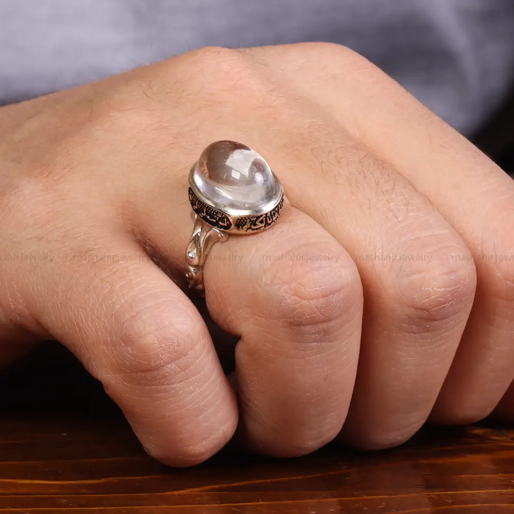 انگشتر دُر نجف مردانه کد 23740