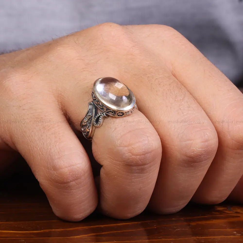 انگشتر دُر نجف مردانه کد 23741