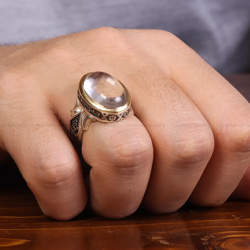 انگشتر دُر نجف مردانه کد 23755