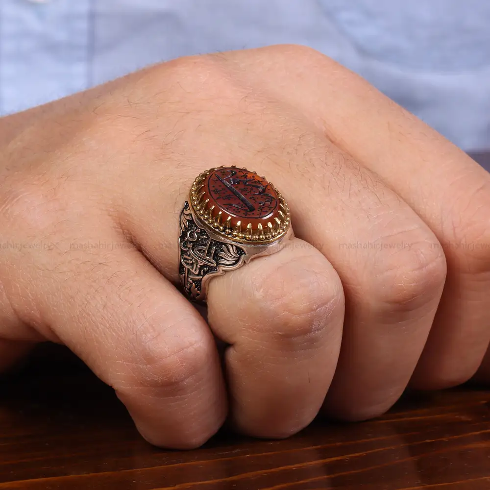 انگشتر عقیق یمن مردانه کد 23838